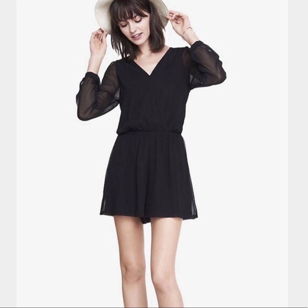 Express Black Chiffon Romper XS NWOT